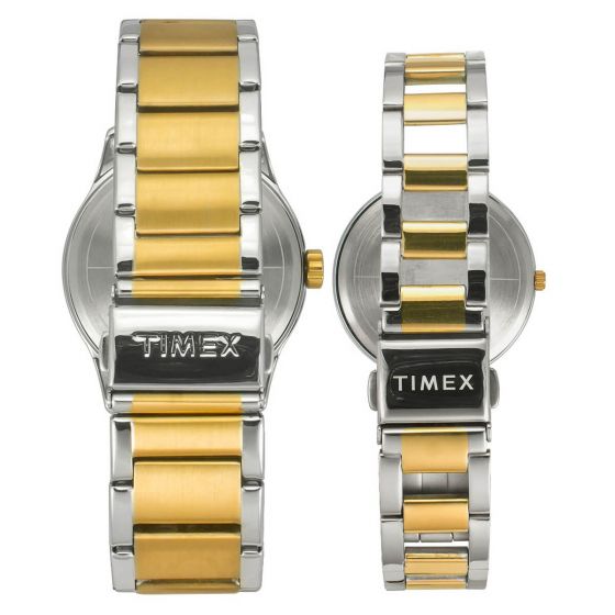 TIMEX EMPERA PAIRS GREEN DIAL ROUND CASE MULTIFUNCTION FUNCTION WATCH -TW00PR278