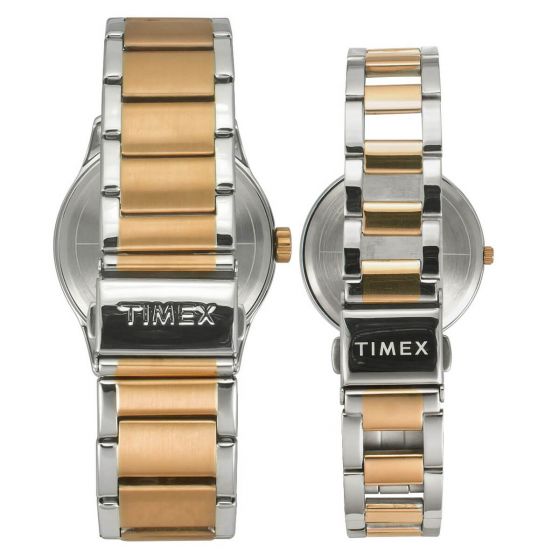 TIMEX EMPERA PAIRS BLACK DIAL ROUND CASE MULTIFUNCTION FUNCTION WATCH -TW00PR279