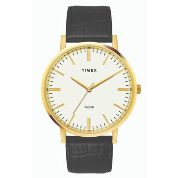 Timex Classics Men's Beige Dial Round Case 3 Hands Function Watch -TW0TG8002