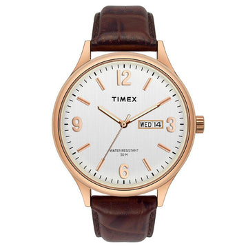 Timex Fashion Men's Silver Dial Round Case Day Date Function Watch -TWEG18402