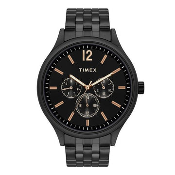 TIMEX FASHION MEN'S BLACK DIAL ROUND CASE MULTIFUNCTION FUNCTION WATCH -TWEG18405