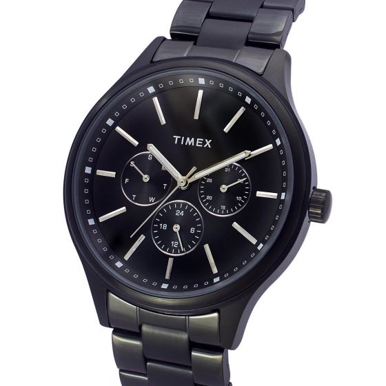 TIMEX FASHION MEN'S BLACK DIAL ROUND CASE MULTIFUNCTION FUNCTION WATCH -TWEG18410