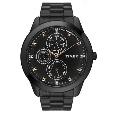 TIMEX FASHION MEN'S BLACK DIAL ROUND CASE MULTIFUNCTION FUNCTION WATCH -TWEG18502