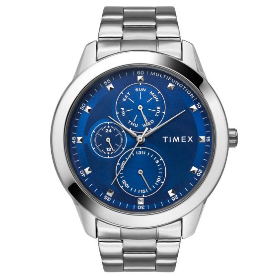 TIMEX FASHION MEN'S BLUE DIAL ROUND CASE MULTIFUNCTION FUNCTION WATCH -TWEG18503