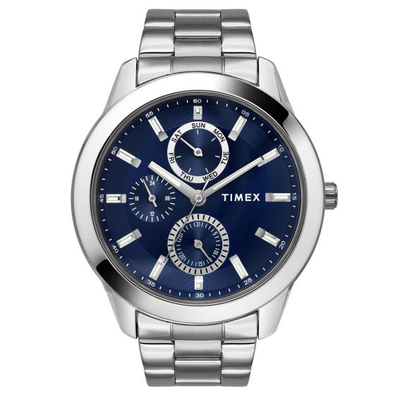 TIMEX FASHION MEN'S BLUE DIAL ROUND CASE MULTIFUNCTION FUNCTION WATCH -TWEG18507