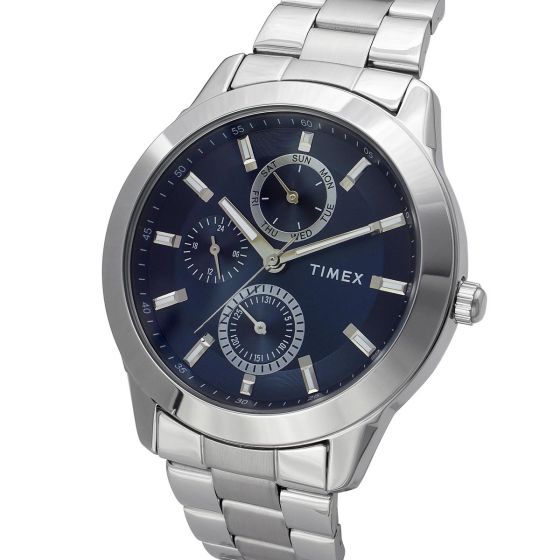 TIMEX FASHION MEN'S BLUE DIAL ROUND CASE MULTIFUNCTION FUNCTION WATCH -TWEG18507