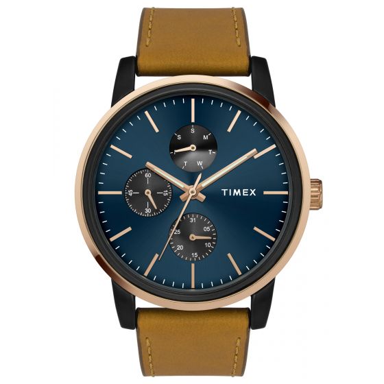 TIMEX FASHION MEN'S BLUE DIAL ROUND CASE MULTIFUNCTION FUNCTION WATCH -TWEG18904