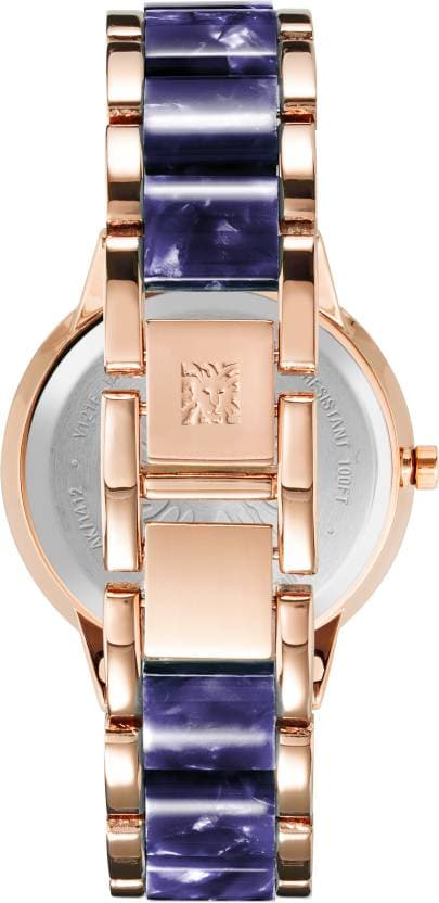 Anne Klein Green Dial Rose Gold Metal Strap Watch NDAK1412NVRG - Kamal Watch Company