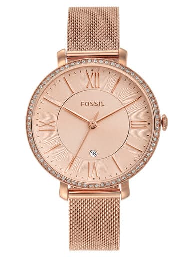 Fossil Jacqueline Three-Hand Date Rose Gold-Tone Stainless Steel Watch - Kamal Watch Company