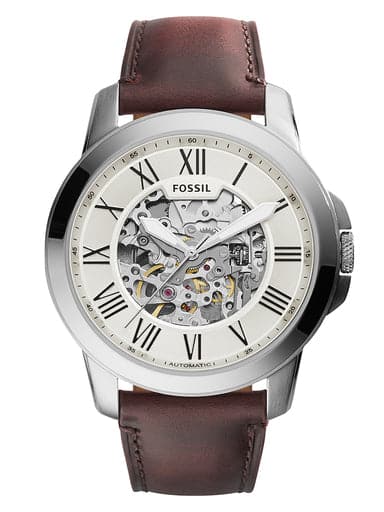 Fossil Grant Automatic Dark Brown Leather Watch - Kamal Watch Company