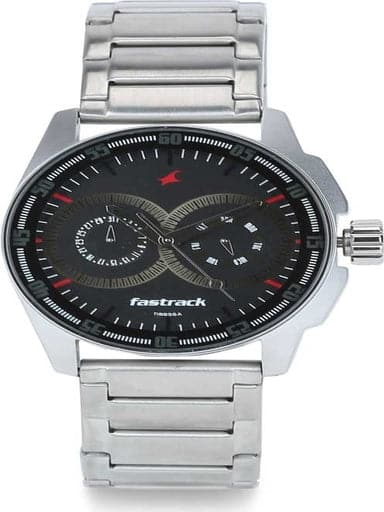 Fastrack Black Dial Silver Stainless Steel Strap Watch