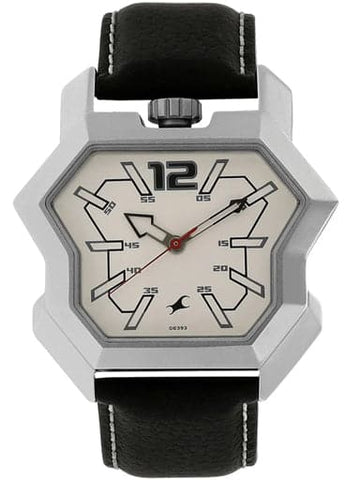 Fastrack White Dial Black Leather Strap Watch - Kamal Watch Company