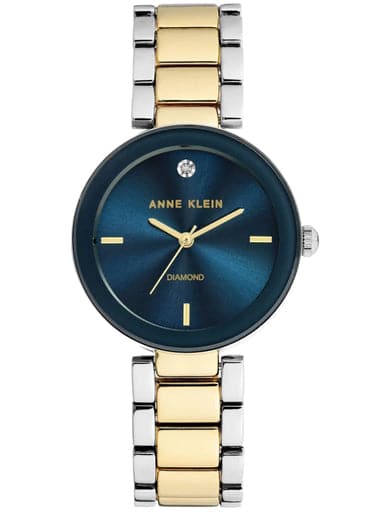 Anne Klein Womens Navy Blue Dial Stainless Steel Analogue Watch