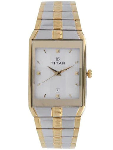 Titan Silver Dial Two Toned Stainless Steel Strap Men's Watch NL9151BM01 - Kamal Watch Company