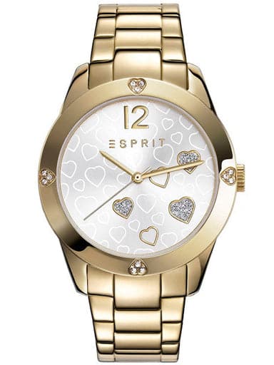 Esprit White Dial Gold Tone Strap Women'S Watch Es108872002