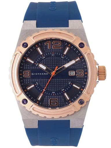 Giordano Blue Dial Blue Silicon Strap Men'S Watch 1868-02