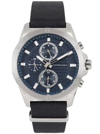 Giordano Multi-Function Blue Dial Leather Strap Men'S Watch 1885-02