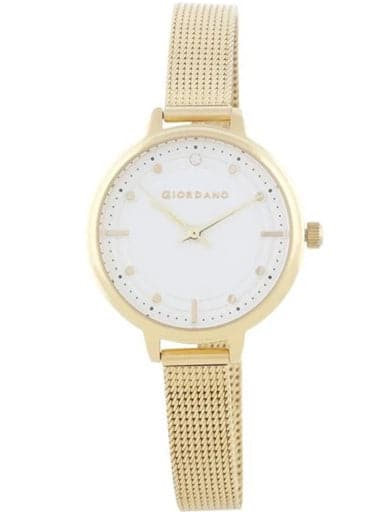 Giordano White Dial Gold Mesh Strap Women'S Watch 2872-22