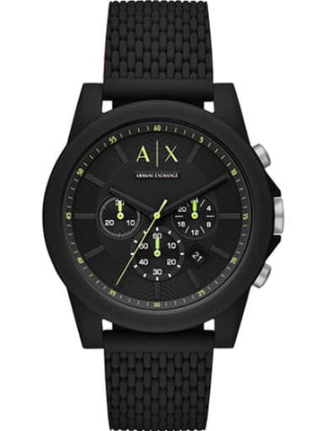 Armani Exchange Chronograph Black Silicone Watch - Kamal Watch Company