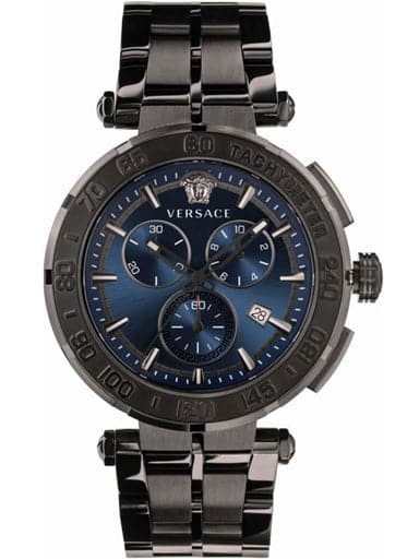 Versace Greca Chrono Blue Dial Stainless Steel Men Watch - Kamal Watch Company