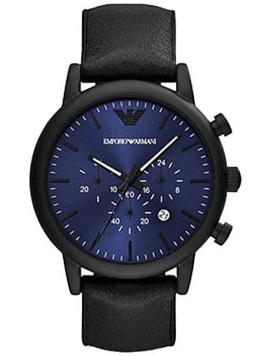 Emporio Armani Chronograph Black Leather Watch