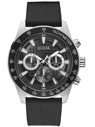 Silver-Tone And Black Multifunction Watch