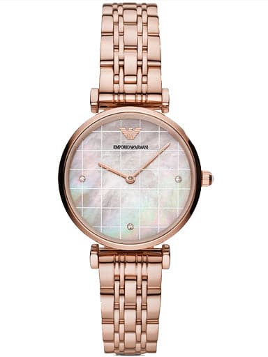 Emporio Armani Two-Hand Rose Gold-Tone Stainless Steel Watch