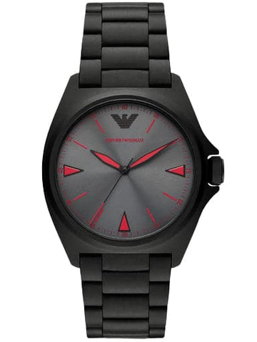 Emporio Armani Three-Hand Black Stainless Steel Watch - Kamal Watch Company