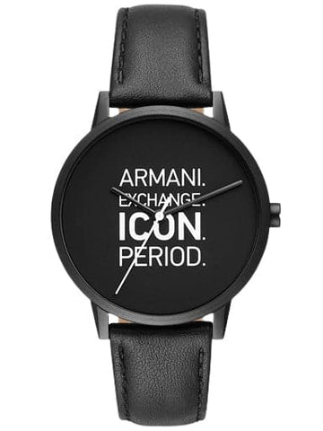 Armani Exchange Three-Hand Black Leather Watch - Kamal Watch Company