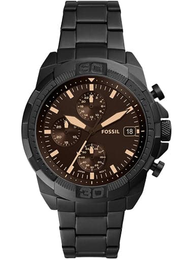 Fossil Bronson Chronograph Black Stainless Steel Watch - Kamal Watch Company