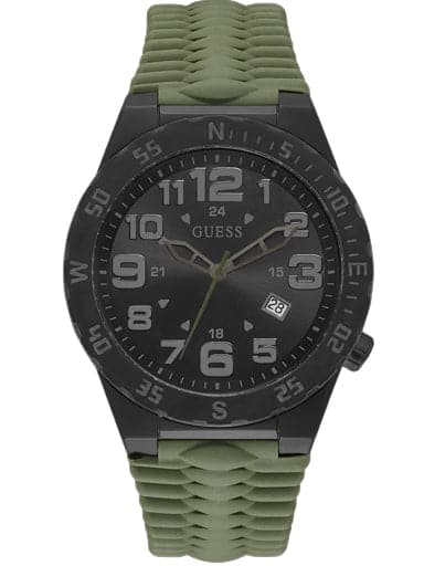 Guess Black Case Green Silicone Watch