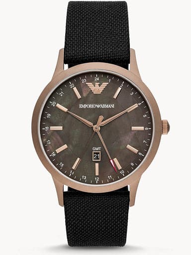 Emporio Armani Dual Time Black Watch AR11414 - Kamal Watch Company