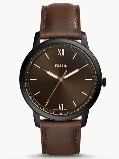 Fossil Minimalist Three-Hand Brown Leather Watch Fs5551