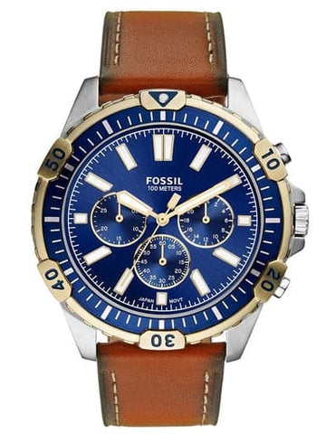 Fossil Garrett Chronograph Luggage Leather Watch FS5625 - Kamal Watch Company