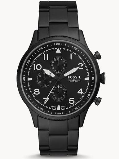 Pilot Chronograph Black Stainless Steel Watch Fs5811