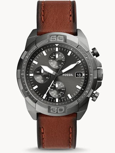 Fossil Bronson Chronograph Brown Eco Leather Watch FS5855 - Kamal Watch Company