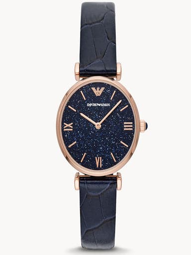 Emporio Armani Two-Hand Blue Leather Watch Ar11424I