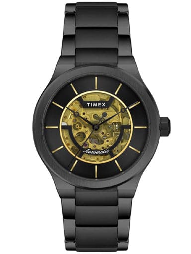 Timex Men'S Black Dial Full Skeleton Automatic Watch Tweg20900