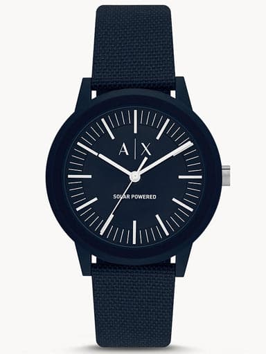 Armani Exchange Solar-Powered Blue Fabric Watch AX2734I - Kamal Watch Company