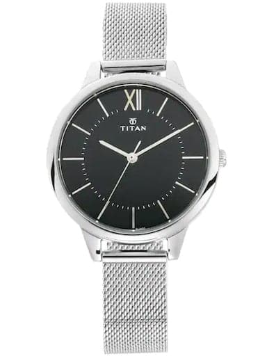 Titan Work Wear Black Dial Mesh Strap Women'S Watch Nn2617Sm01