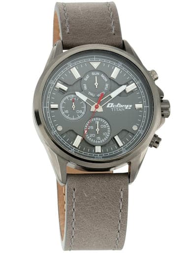 Titan Octane Anthracite Dial Leather Strap Watch 90107Ql01