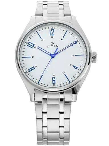 Titan Work Wear White Dial Stainless Steel Strap Men'S Watch Np1802Sm01