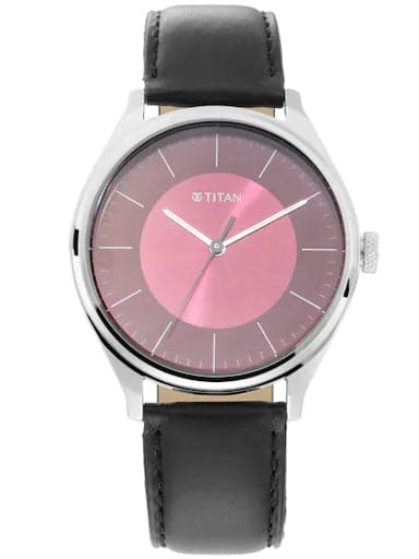 Titan Work Wear Pink Dial Leather Strap Men'S Watch Nn1802Sl05