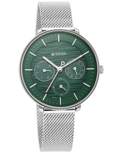 TITAN Workwear Green Dial Silver Stainless Steel Strap Watch NP2651SM02 - Kamal Watch Company