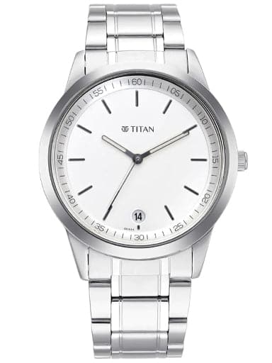 TITAN Workwear Watch with White Dial & Metal Strap NP1806SM03 - Kamal Watch Company