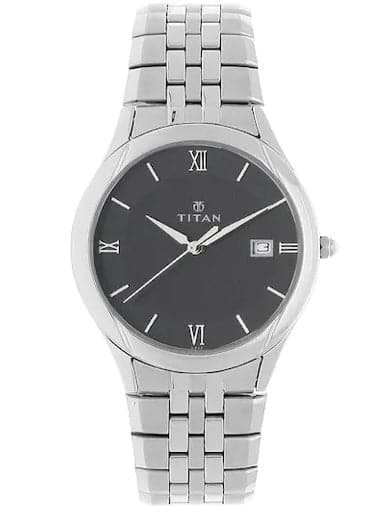 Titan Black Dial Silver Stainless Steel Strap Men'S Watch Nn1494Sm02