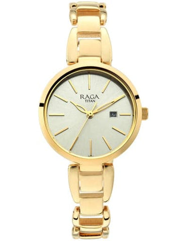 TITAN Raga Viva Golden Dial Metal Strap Watch NP2642YM01 - Kamal Watch Company