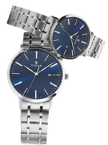 Titan Bandhan Blue Dial Stainless Steel Strap Men's Watch NN9400294202SM01 - Kamal Watch Company