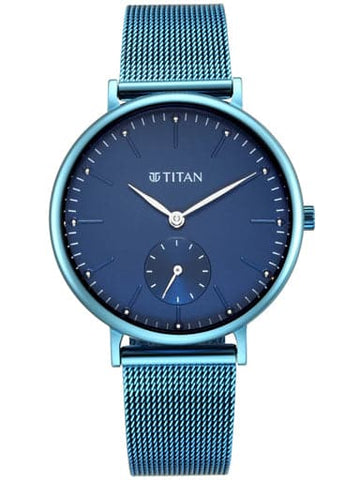 TITAN Slimline Blue Dial Mesh Strap Watch NP95142QM01 - Kamal Watch Company