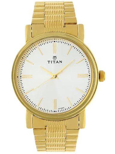 Titan Silver Dial Golden Stainless Steel Strap Men's Watch NP1712YM01 - Kamal Watch Company